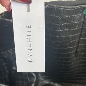 Dynamite Black Croc-Pattern Skirt